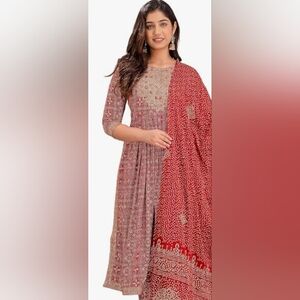 Elegant Red and Cream Women's Pant Dress